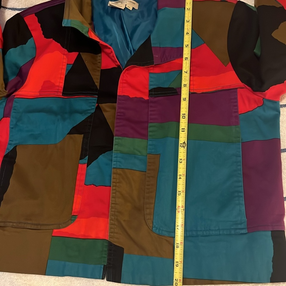 Patrick Christopher Petite Women’s Colorblock Abstract Patchwork Cropped Jacket - Picture 8 of 10